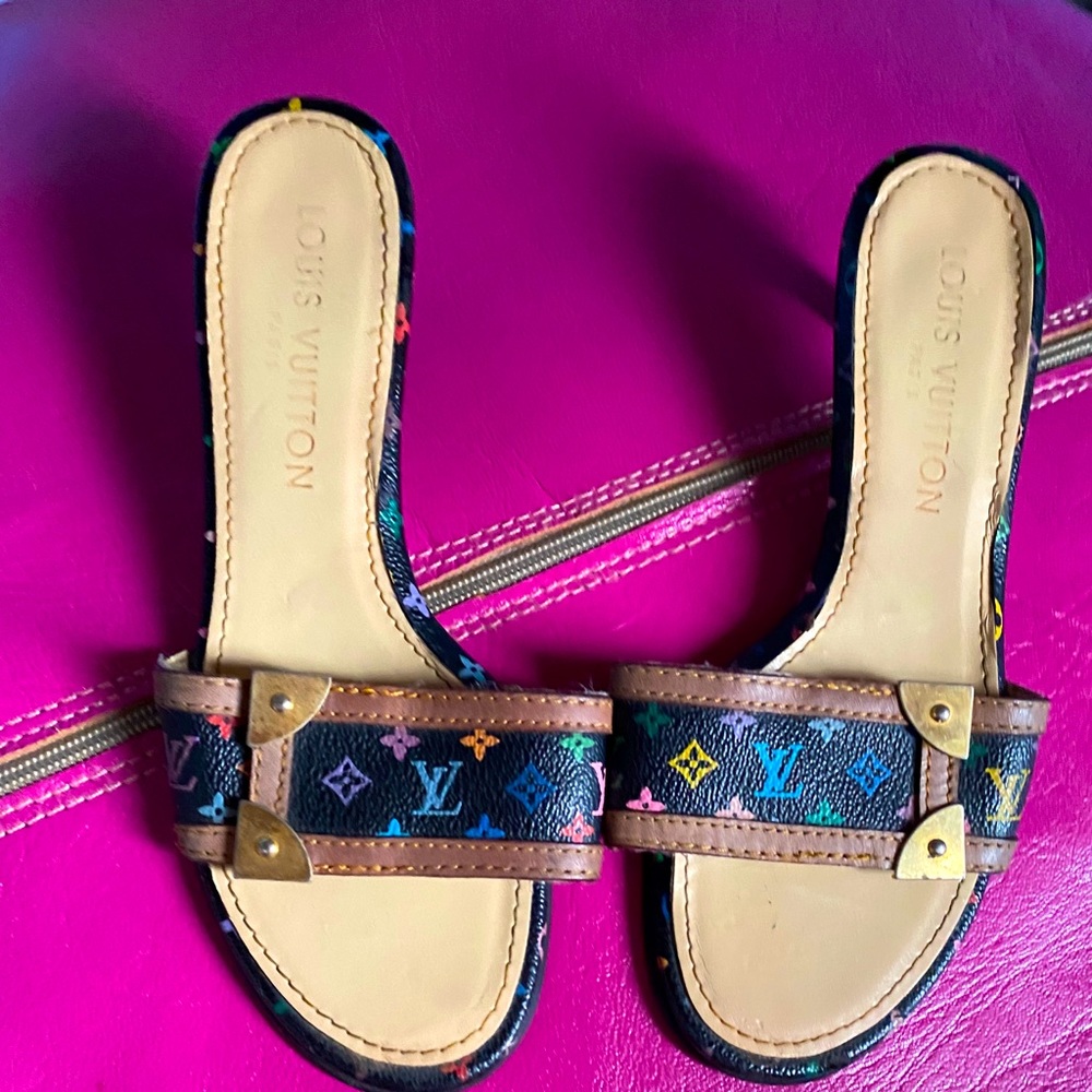 Black multicolor monogram Louis Vuitton heels